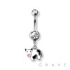 CUTE MOO COW DANGLE 316L SURGICAL STEEL NAVEL RING (ANIMAL)